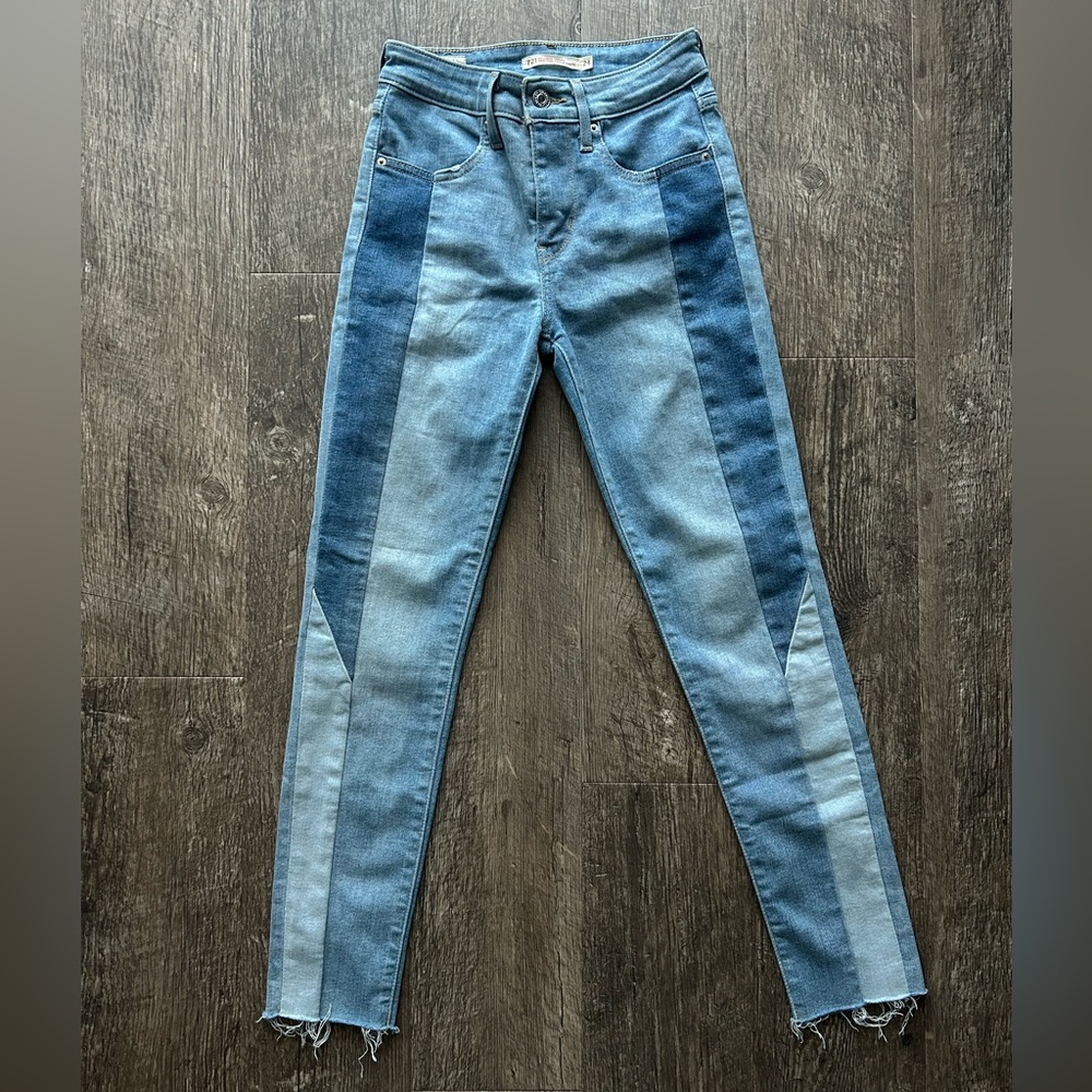 Levi's 721 Highrise Skinny Colourblock/Patchwork Jeans - Size 24